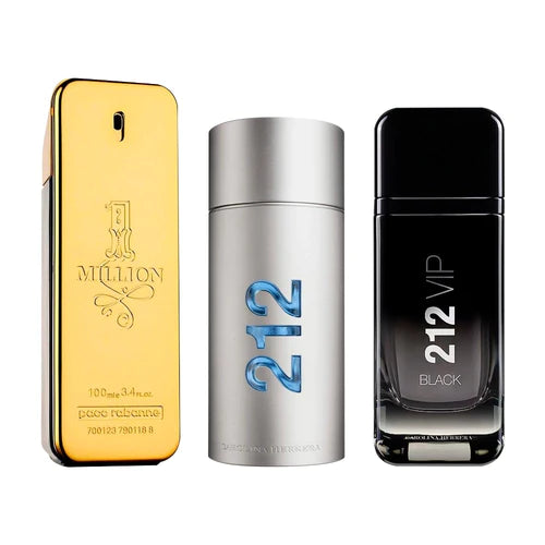 [Compre 1 Leve 3] 1 Million, 212 MEN e 212 Vip Black - 100ml cada - Perfumes Masculinos