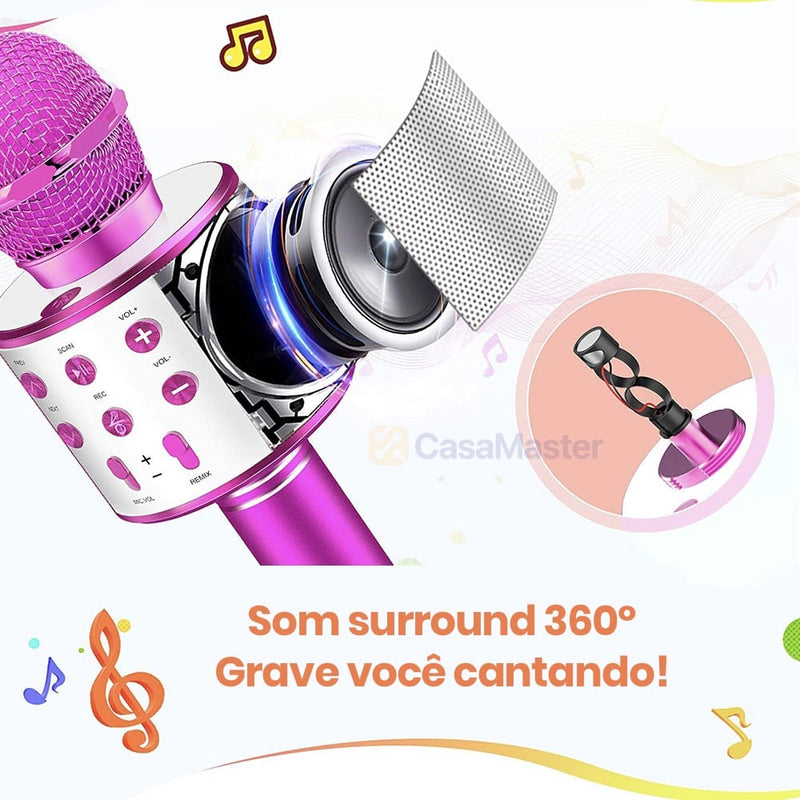 Microfone Karaokê TheVoice® Bluetooth Sem Fio Recarregável