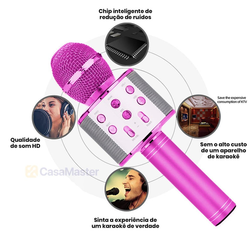 Microfone Karaokê TheVoice® Bluetooth Sem Fio Recarregável