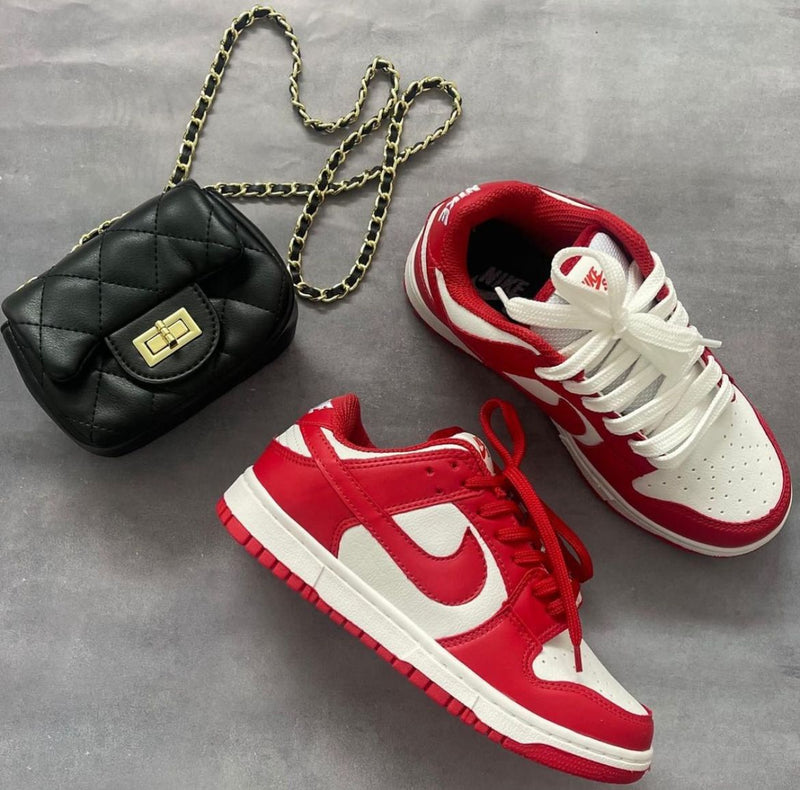 TÊNIS NIKE AIR DUNK LOW BRANCO VERMELHO