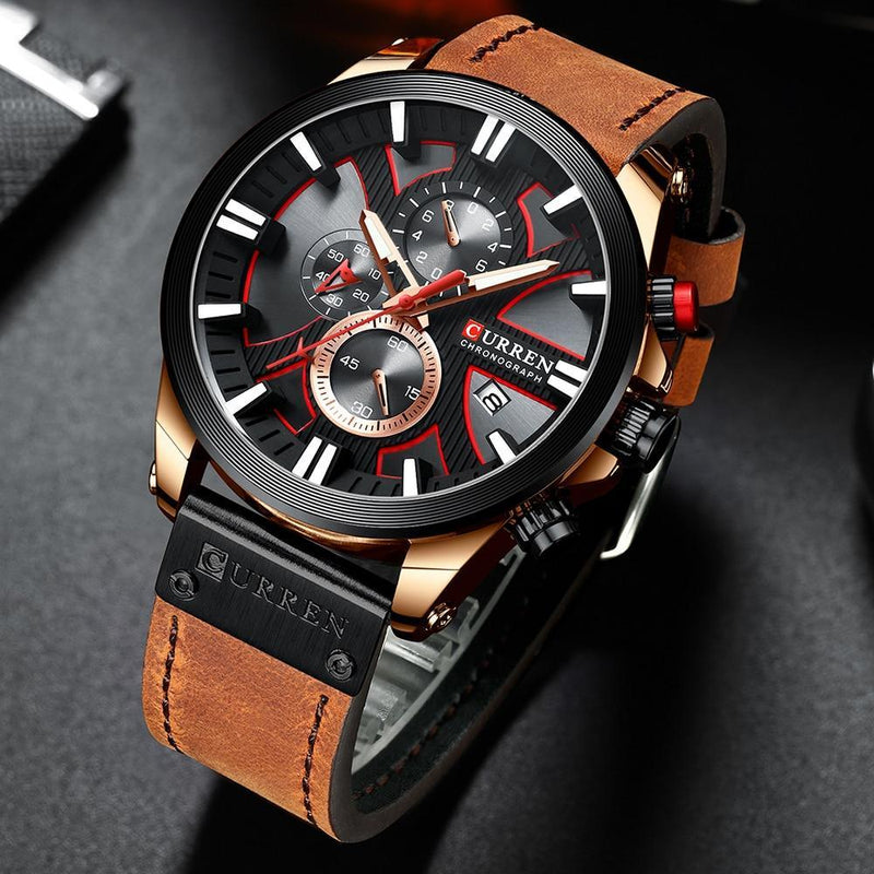 Relógio Couro Curren Masculino - Casual Style Watch